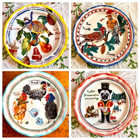 Anthropologie Other - Anthropologie Nathalie Lete 12 Days of Christmas plates 4 total 1, 2, 3 & 12 NWT